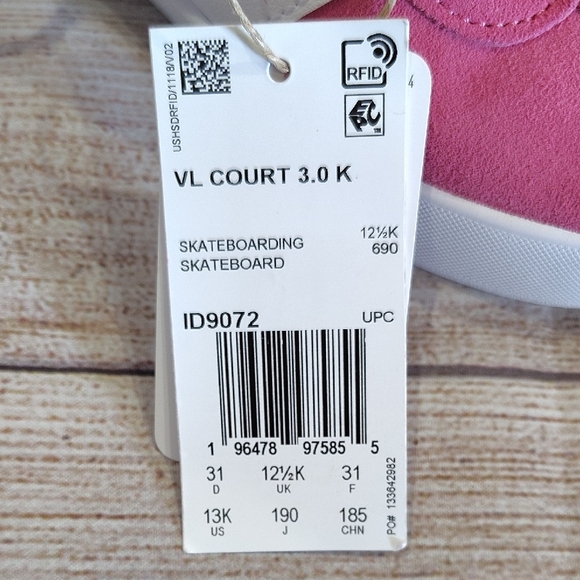 *New Adidas VL Court 3.0 K Pink Sneakers - Picture 7 of 7